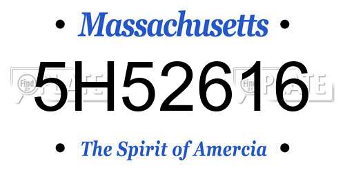 5H52616 Massachusetts License Plate
