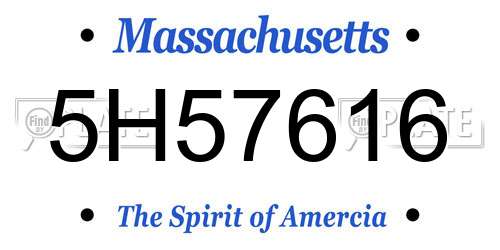 5H57616 Massachusetts License Plate