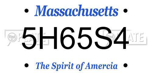 5H65S4 Massachusetts License Plate