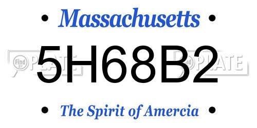 5H68B2 Massachusetts License Plate