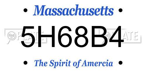 5H68B4 Massachusetts License Plate