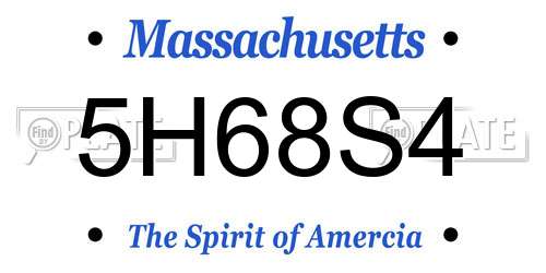 5H68S4 Massachusetts License Plate