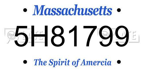5H81799 Massachusetts License Plate