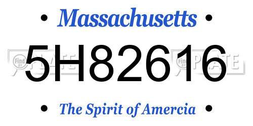 5H82616 Massachusetts License Plate