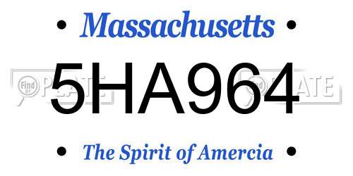 5HA964 Massachusetts License Plate