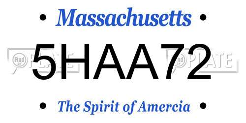 5HAA72 Massachusetts License Plate