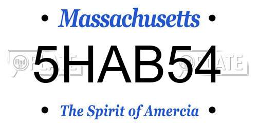 5HAB54 Massachusetts License Plate