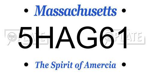 5HAG61 Massachusetts License Plate
