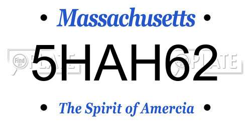 5HAH62 Massachusetts License Plate