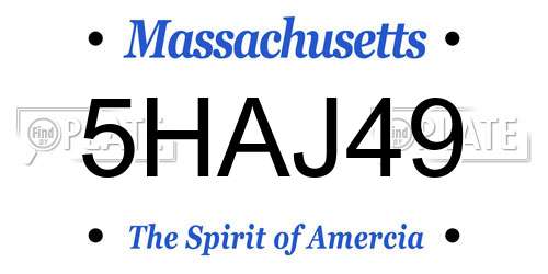 5HAJ49 Massachusetts License Plate