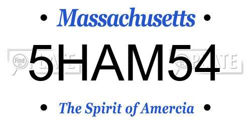 5HAM54 Massachusetts License Plate
