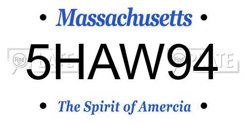 5HAW94 Massachusetts License Plate