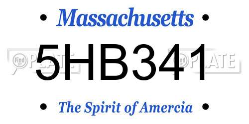 5HB341 Massachusetts License Plate