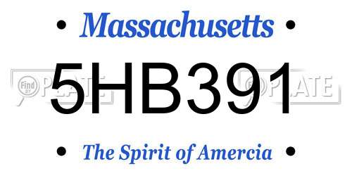 5HB391 Massachusetts License Plate