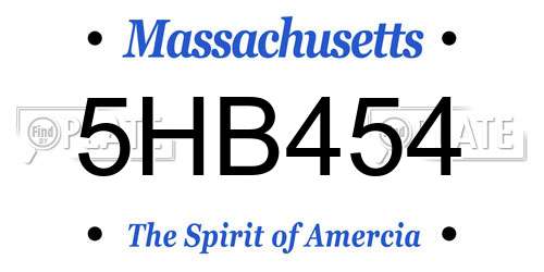 5HB454 Massachusetts License Plate