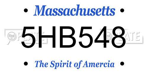 5HB548 Massachusetts License Plate