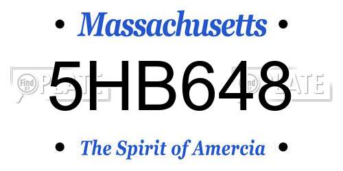 5HB648 Massachusetts License Plate