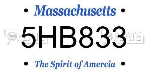 5HB833 Massachusetts License Plate