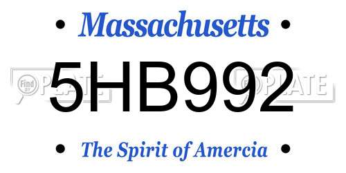 5HB992 Massachusetts License Plate