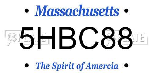 5HBC88 Massachusetts License Plate