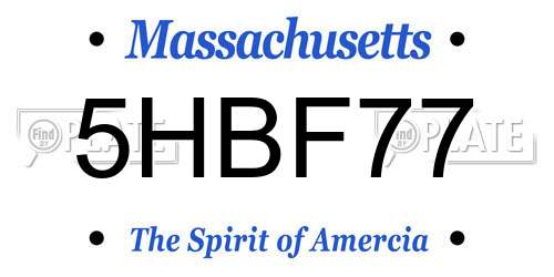 5HBF77 Massachusetts License Plate