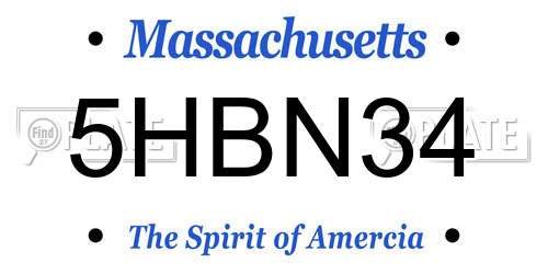 5HBN34 Massachusetts License Plate