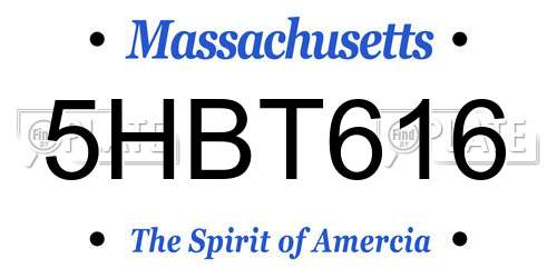 5HBT616 Massachusetts License Plate