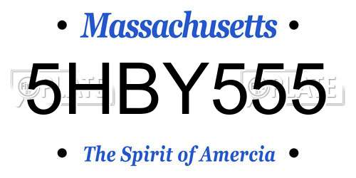 5HBY555 Massachusetts License Plate