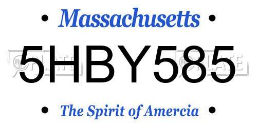 5HBY585 Massachusetts License Plate