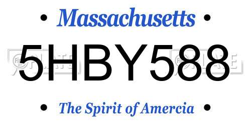 5HBY588 Massachusetts License Plate