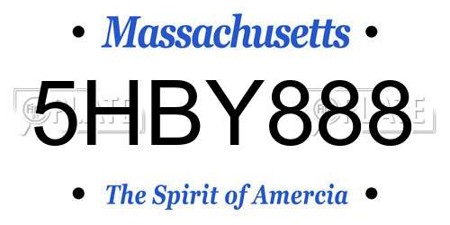 5HBY888 Massachusetts License Plate