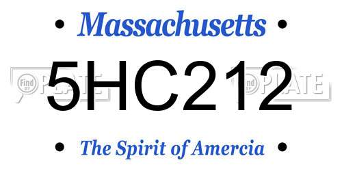5HC212 Massachusetts License Plate
