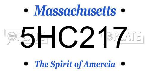 5HC217 Massachusetts License Plate