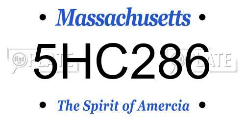 5HC286 Massachusetts License Plate