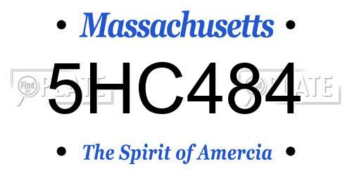 5HC484 Massachusetts License Plate