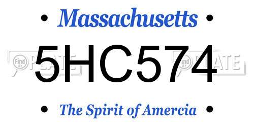 5HC574 Massachusetts License Plate