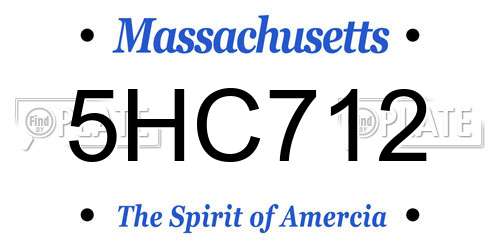 5HC712 Massachusetts License Plate