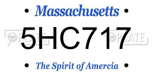 5HC717 Massachusetts License Plate