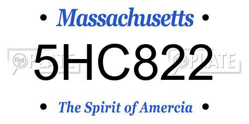 5HC822 Massachusetts License Plate
