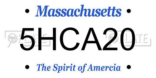 5HCA20 Massachusetts License Plate