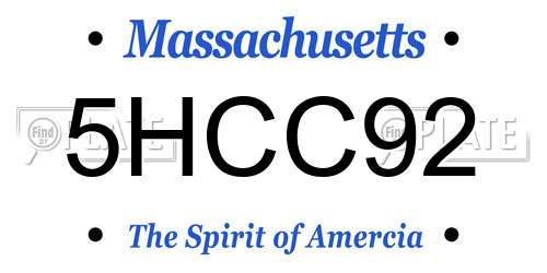 5HCC92 Massachusetts License Plate