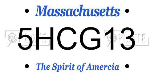 5HCG13 Massachusetts License Plate