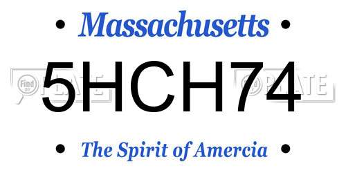 5HCH74 Massachusetts License Plate