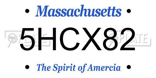 5HCX82 Massachusetts License Plate