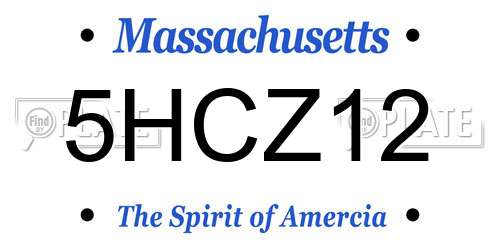 5HCZ12 Massachusetts License Plate
