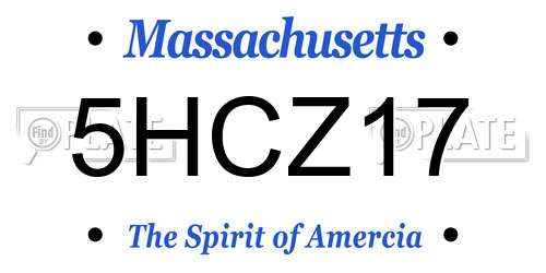 5HCZ17 Massachusetts License Plate