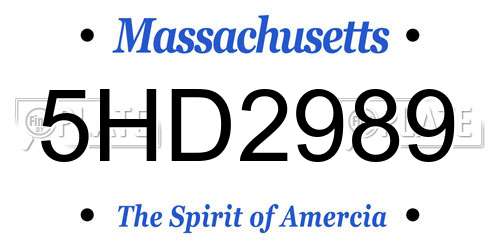 5HD2989 Massachusetts License Plate