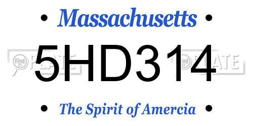 5HD314 Massachusetts License Plate
