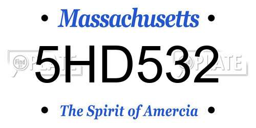 5HD532 Massachusetts License Plate