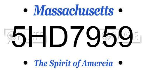 5HD7959 Massachusetts License Plate